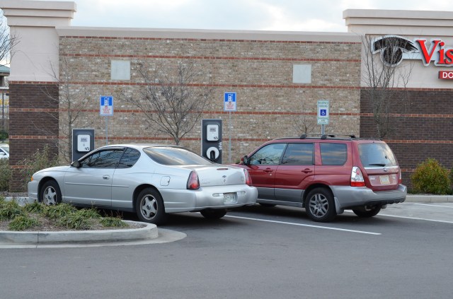January 6th 2013 - McDonald's Hendersonville TN. Bot spaces taken again! The red car parked as I was getting ready to take the photo :-)