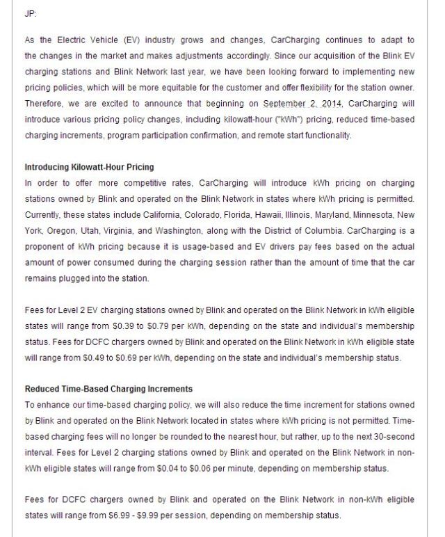 Blink email received September 2nd 2014.