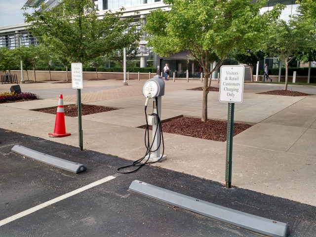 Level 2 Charging unit and pedestal have been removed in visitors section.